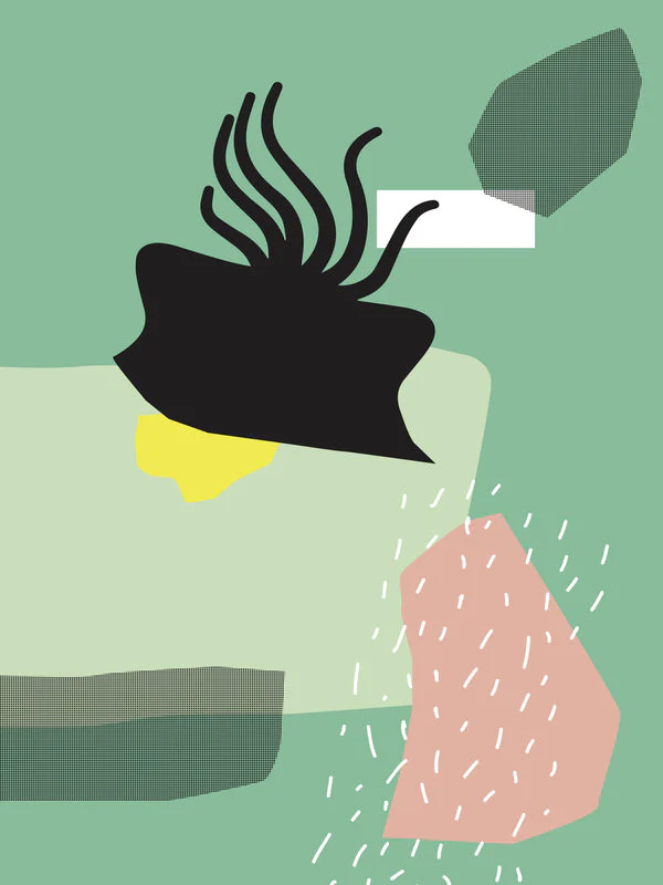 Affiche 'Formes abstraites fond vert' - Image 2