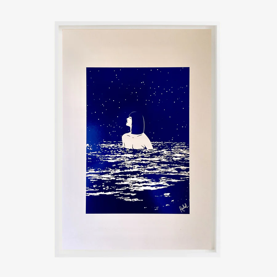 Affiche métallisée 'Bain de minuit'