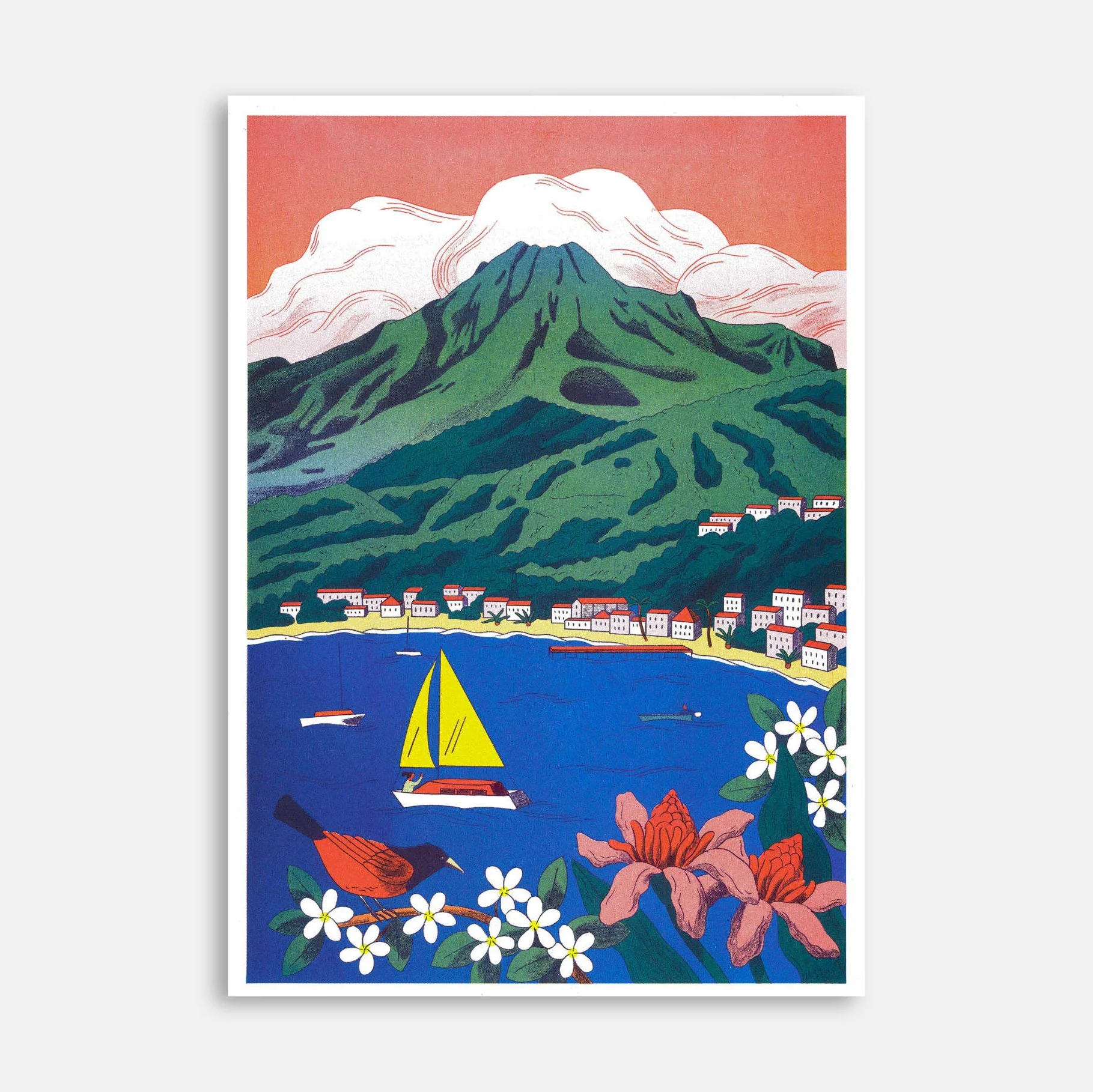 Affiche risographie 'Montagne Pelée'