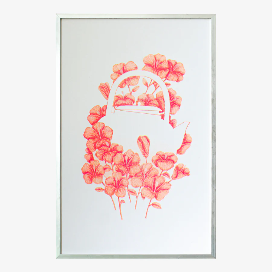 Affiche risographie 'Hibiscus'