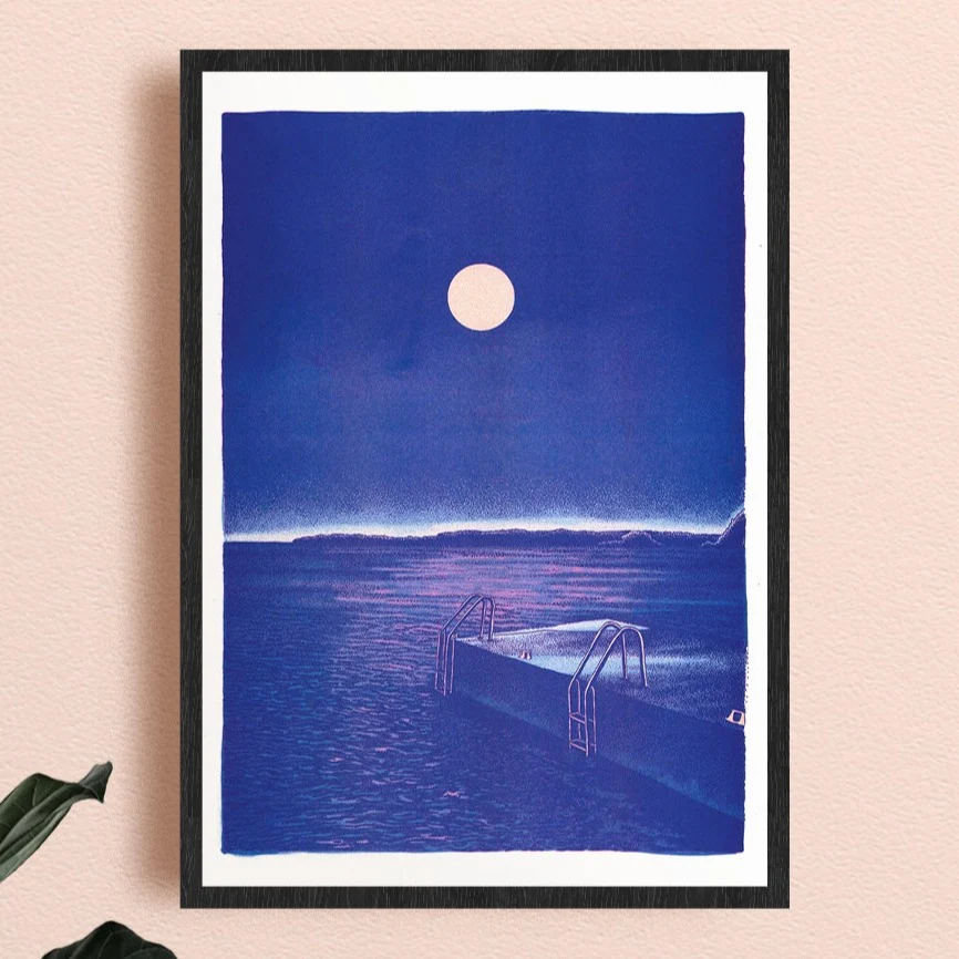 Affiche risographie 'Le bain de minuit' - Image 2