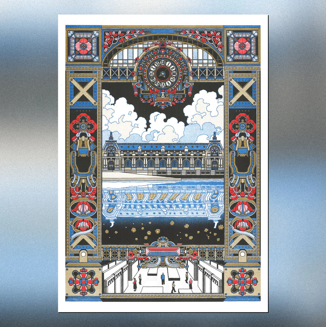 Affiche risographie 'Le musée d'Orsay, Paris'
