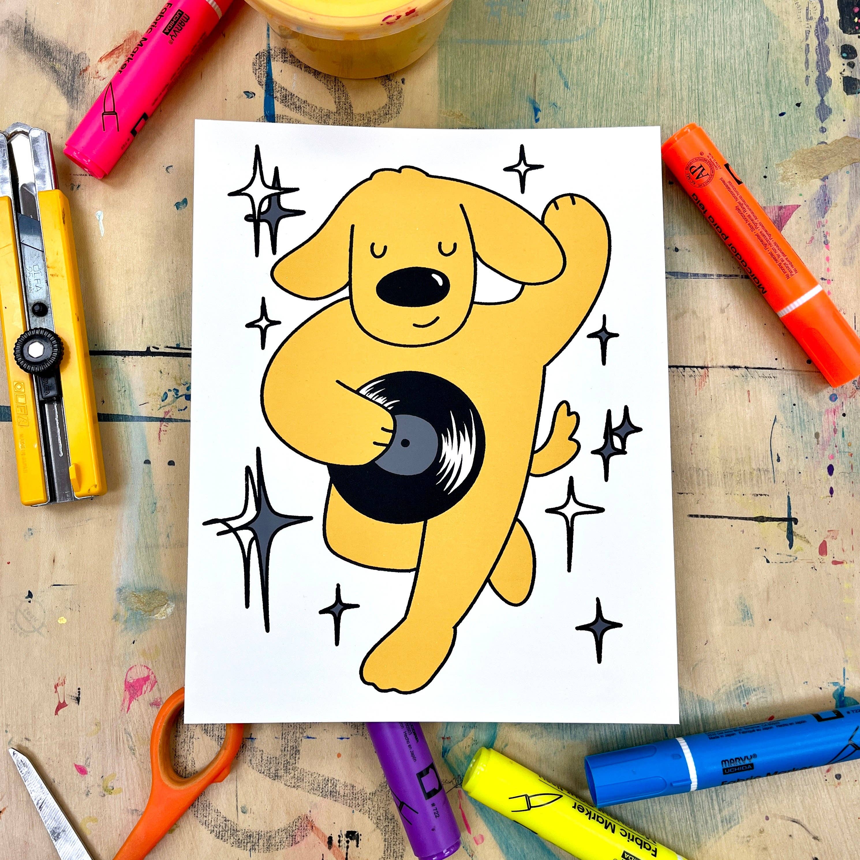Affiche sérigraphie 'Chien sur vinyle' - Image 3