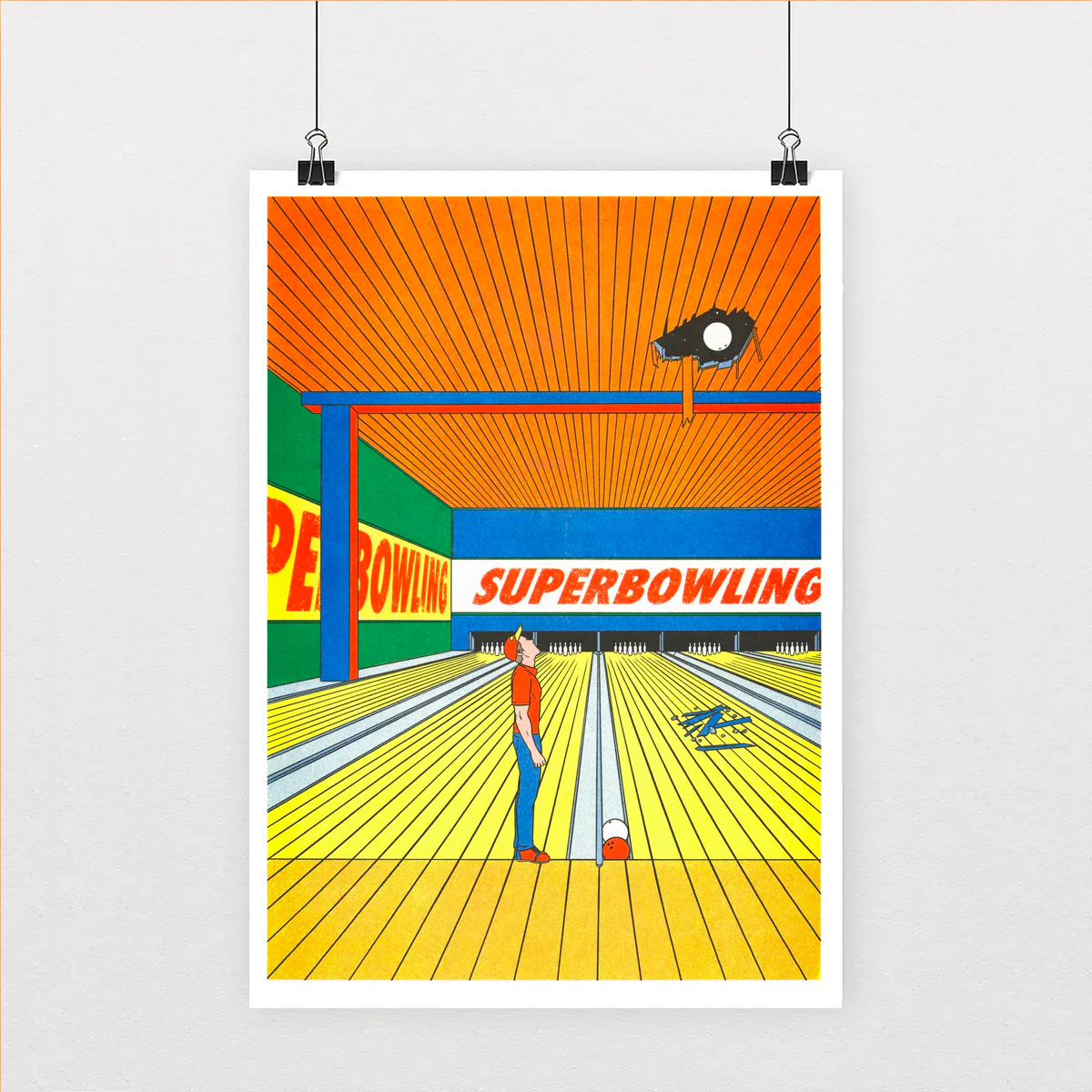 Affiche risographie 'Super bowling'