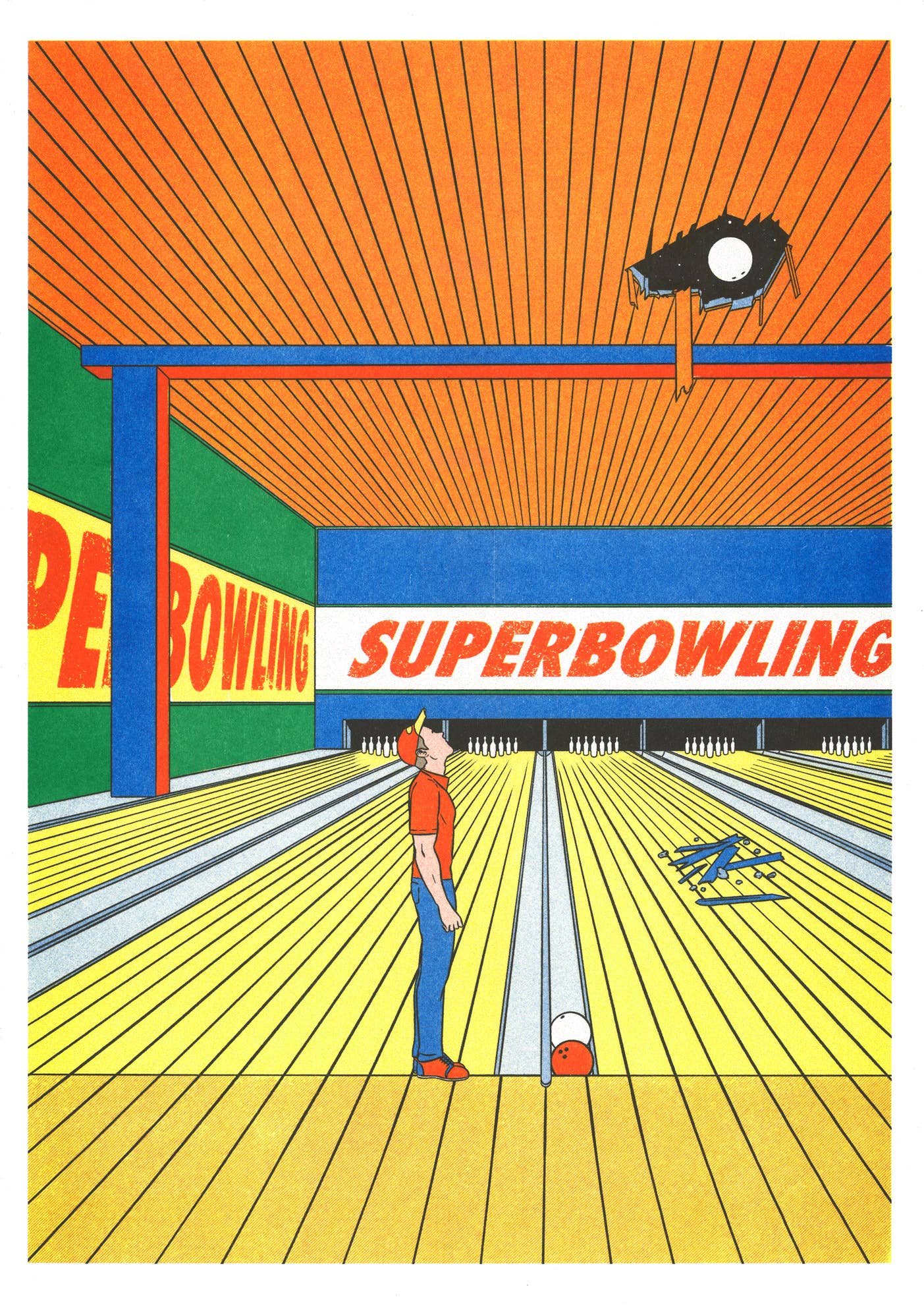 Affiche risographie 'Super bowling' - Image 2