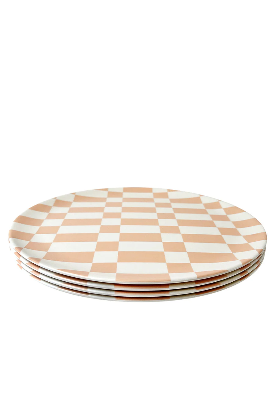 Assiette à dîner Long pink check - Image 2