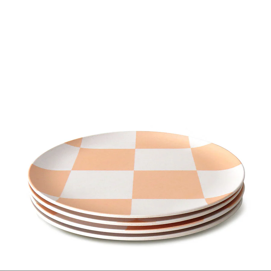 Assiette à salade en bambou Pink check - Image 2