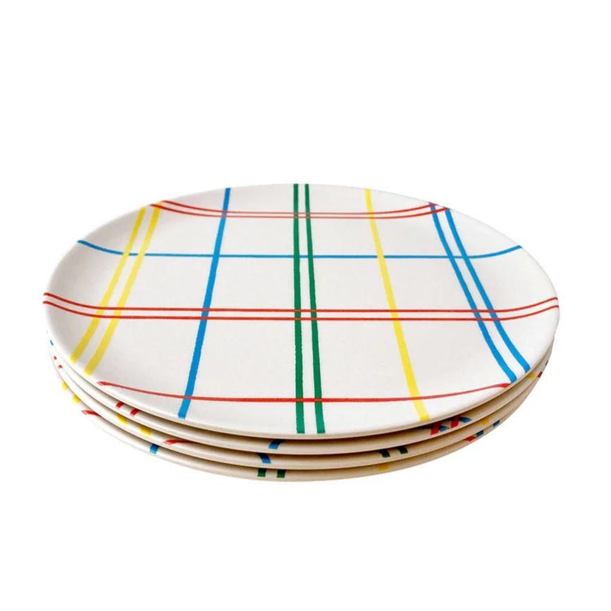 Assiette à salade en bambou Plaid - Image 2