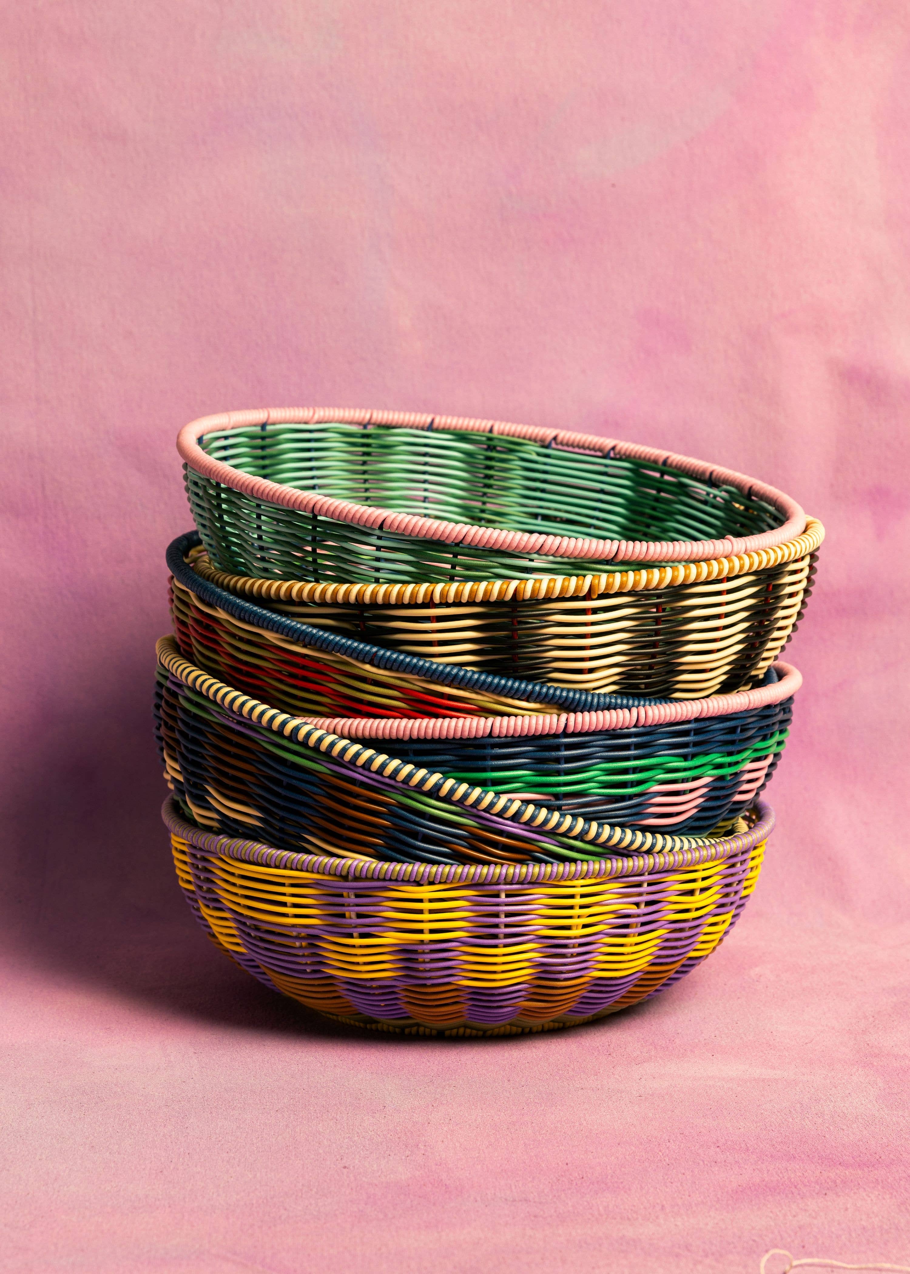 Panier tissé Rose-Marine - Image 3