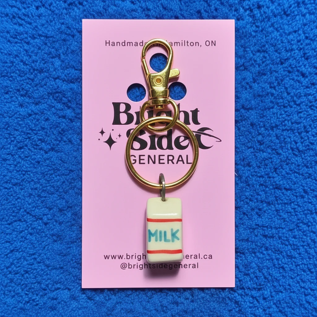 Breloque porte-clés en céramique Lait