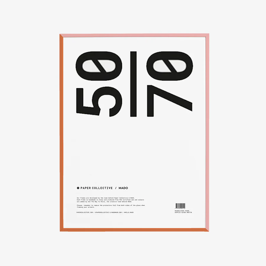 Cadre de bois rose/orange et plexiglas [50x70cm] - Image 2