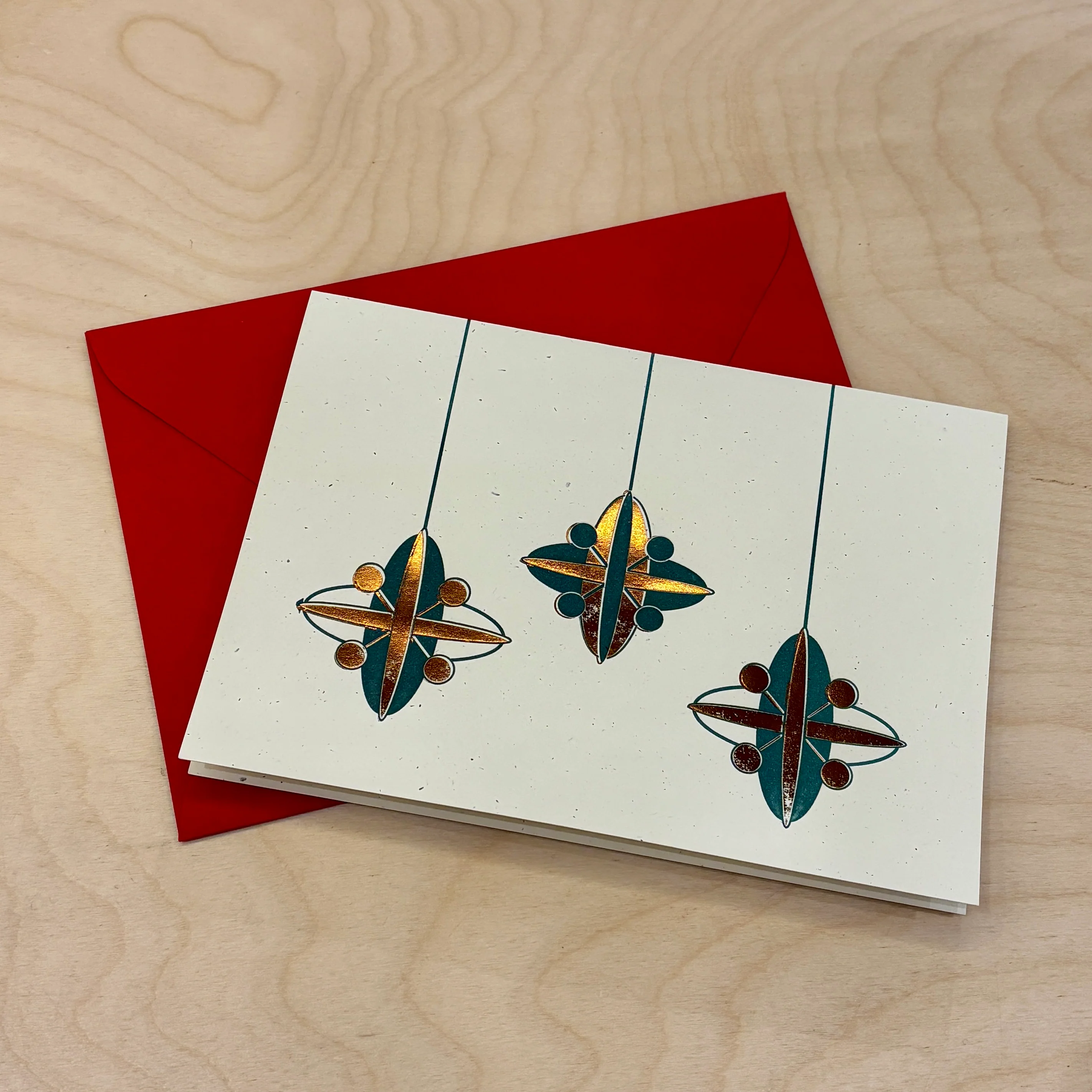 Carte de souhait letterpress 'DĂ©corations des fĂȘtes'