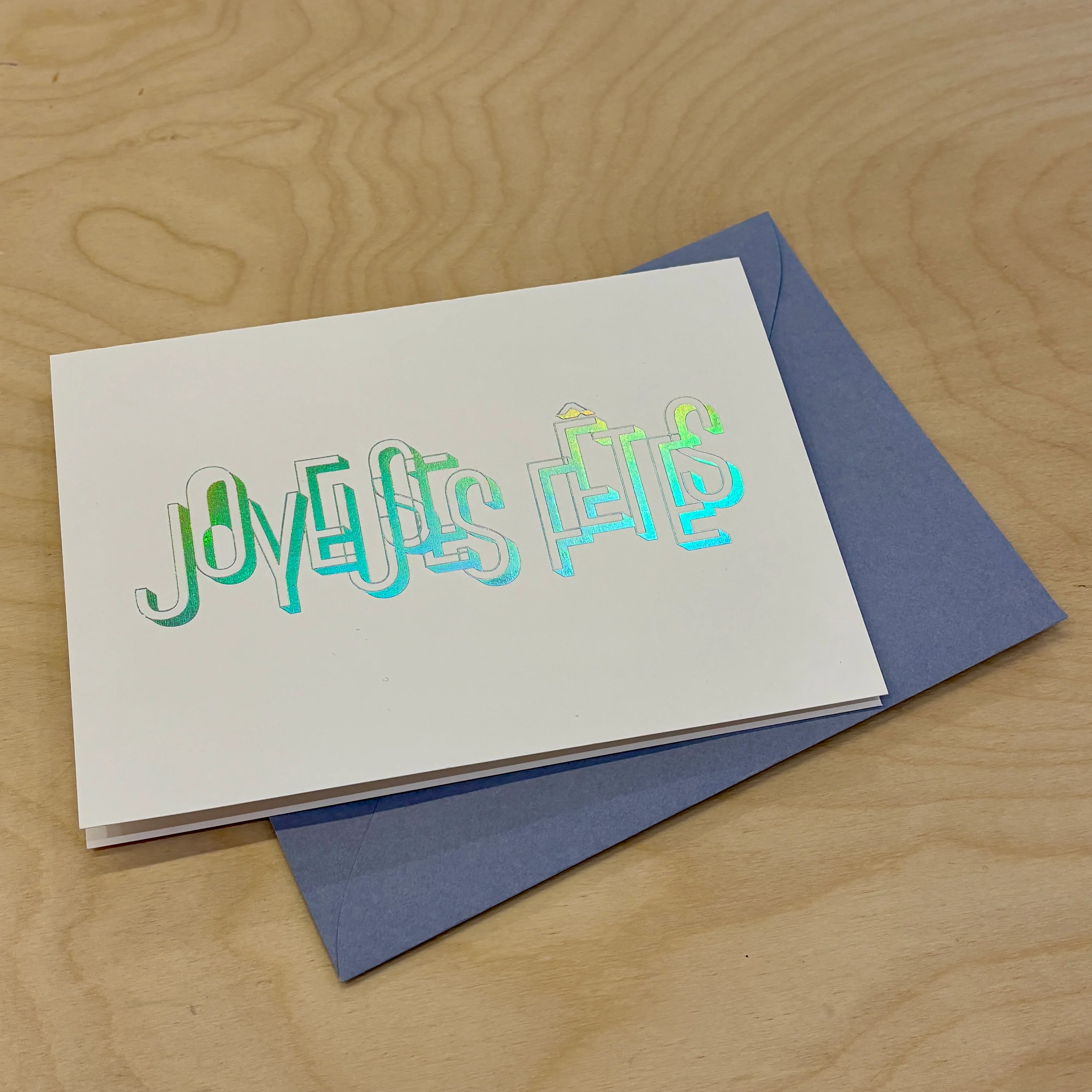 Carte de souhait letterpress 'Joyeuses Fêtes'