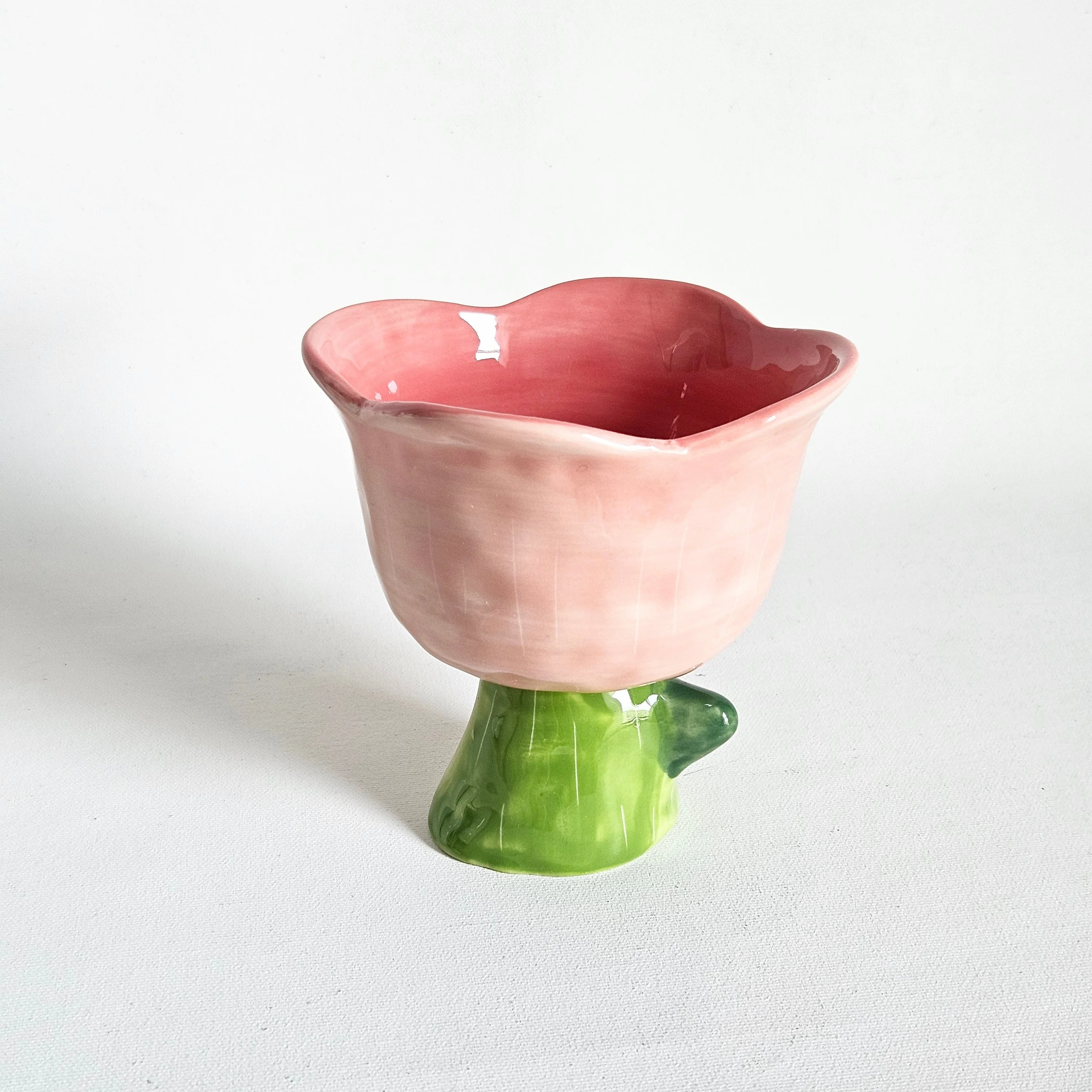 Coupelle sur pied vintage Fleur en céramique