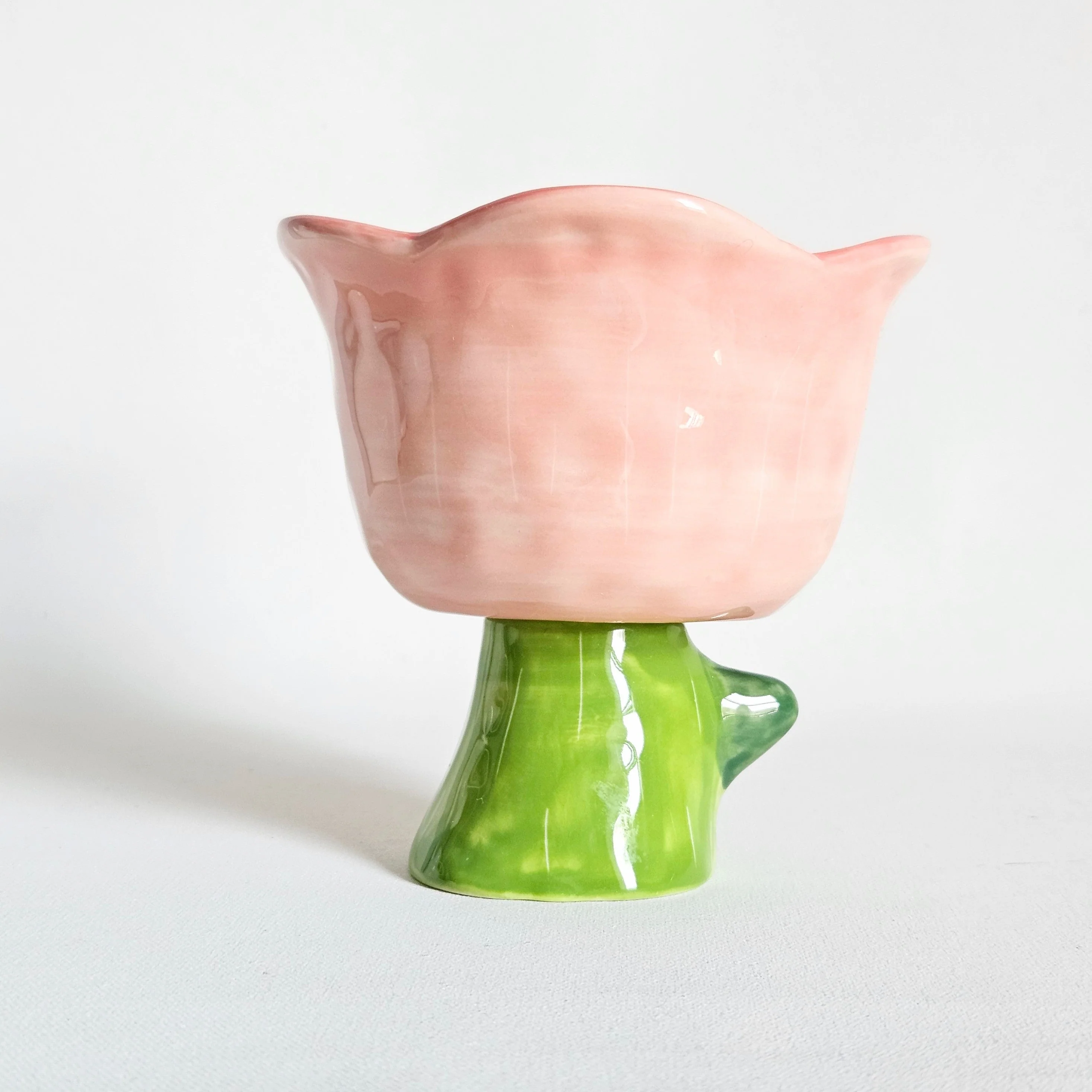 Coupelle sur pied vintage Fleur en céramique - Image 4