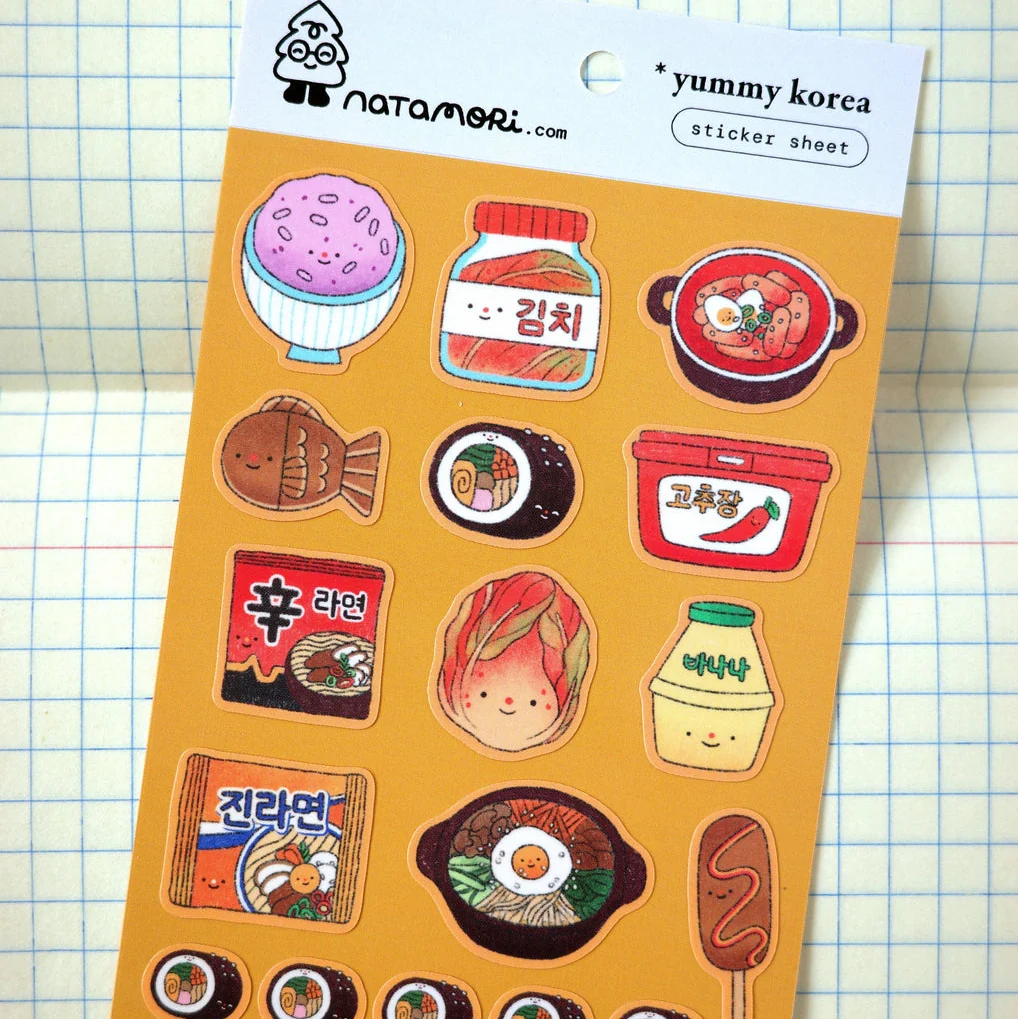 Feuille d'autocollants 'Yummy Korea'
