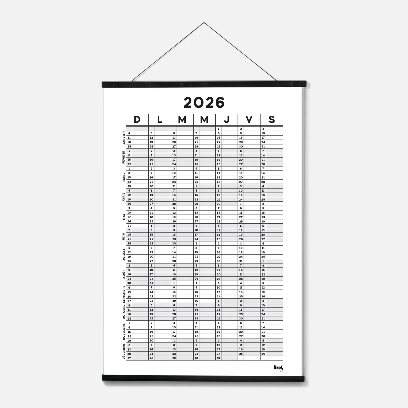 Grand calendrier annuel 2026 [24x36po]