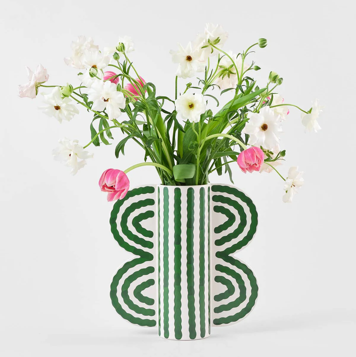Grand vase en céramique Butterfly vert