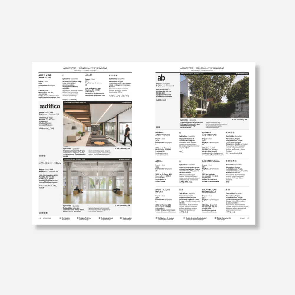 Guide Index Design 2026 - 200 architectes et designers québécois - Image 3
