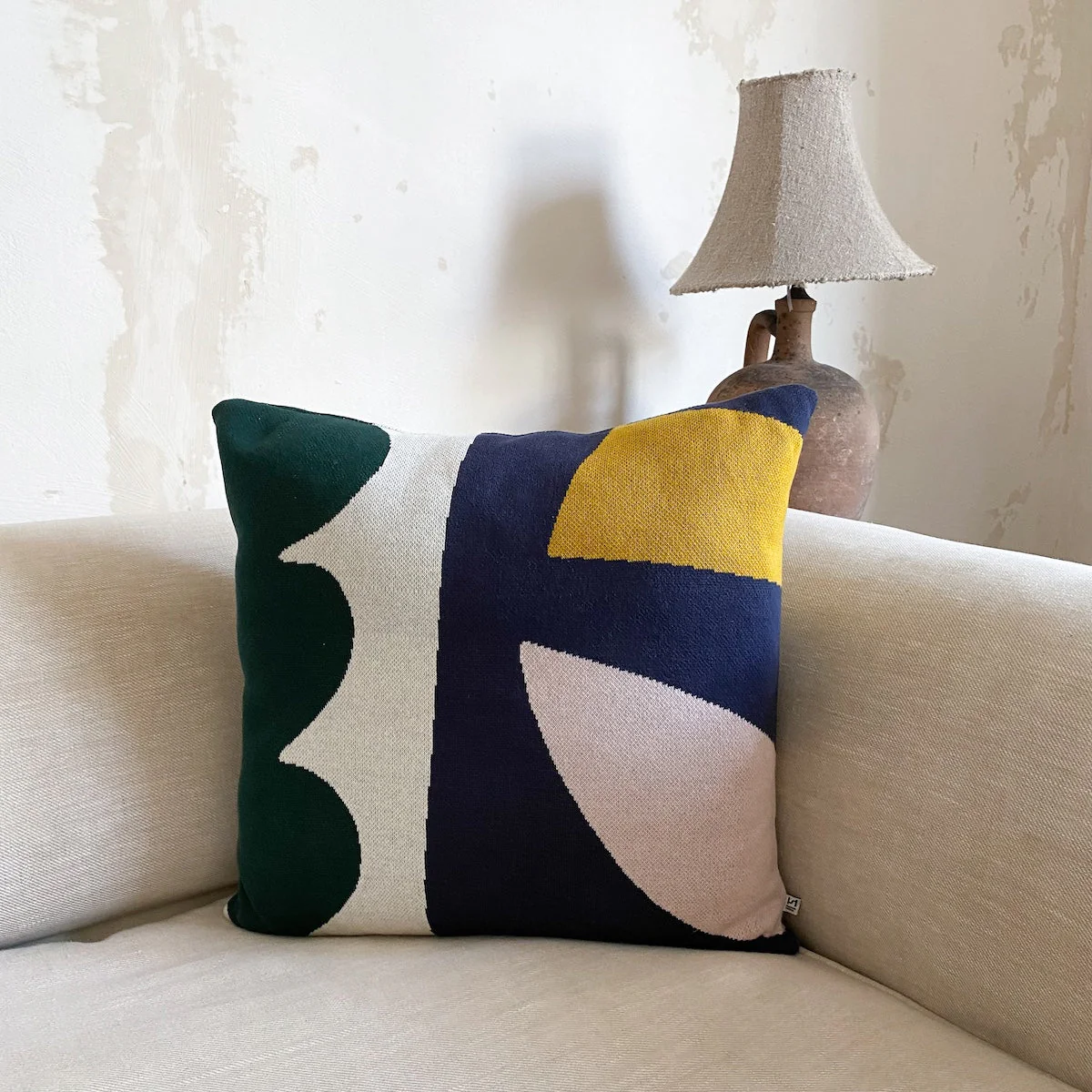 Housse de coussin en tricot Orbi marine - Image 2