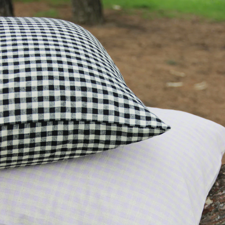 Housse de coussin Vichy noir