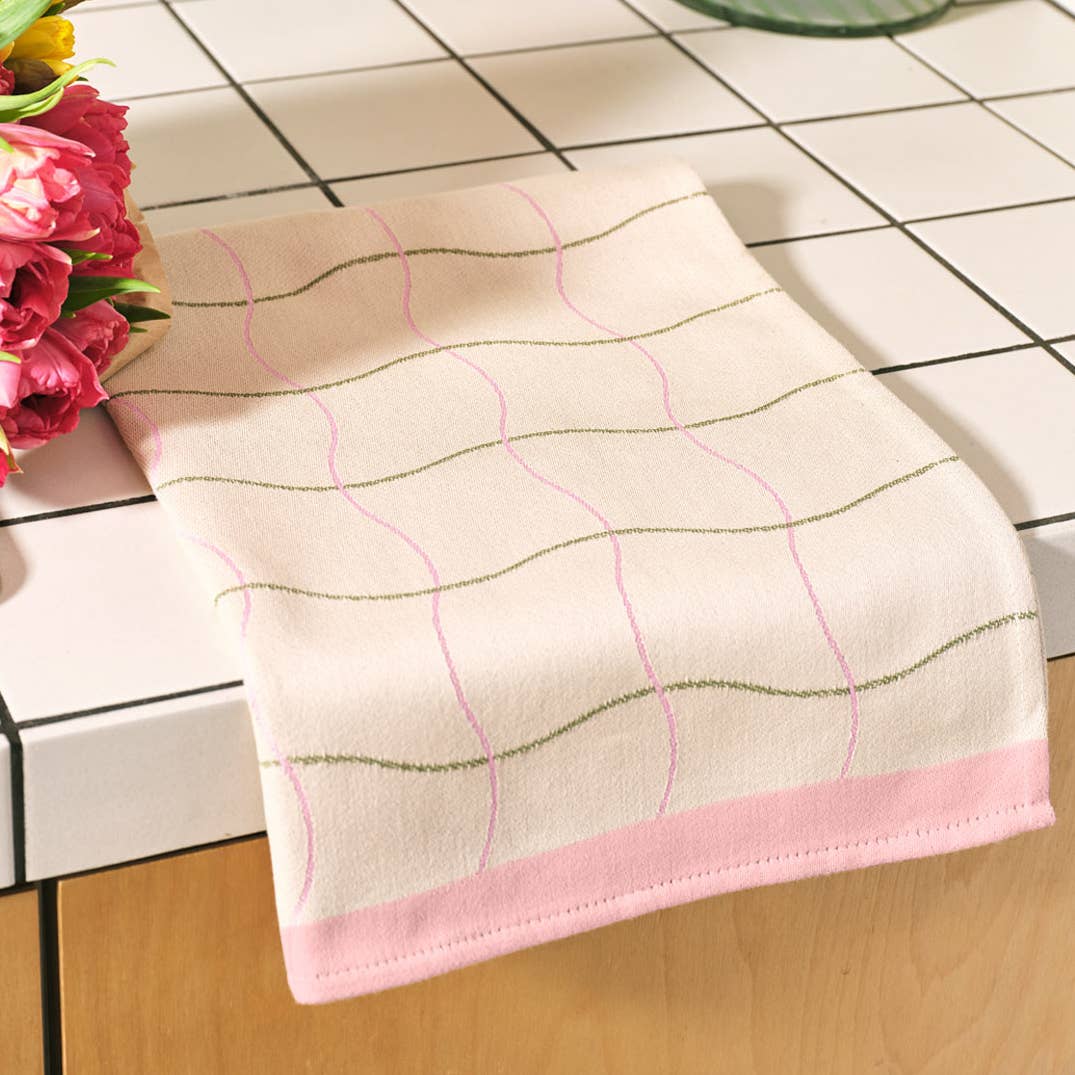 Linge vaisselle à motif ondulé