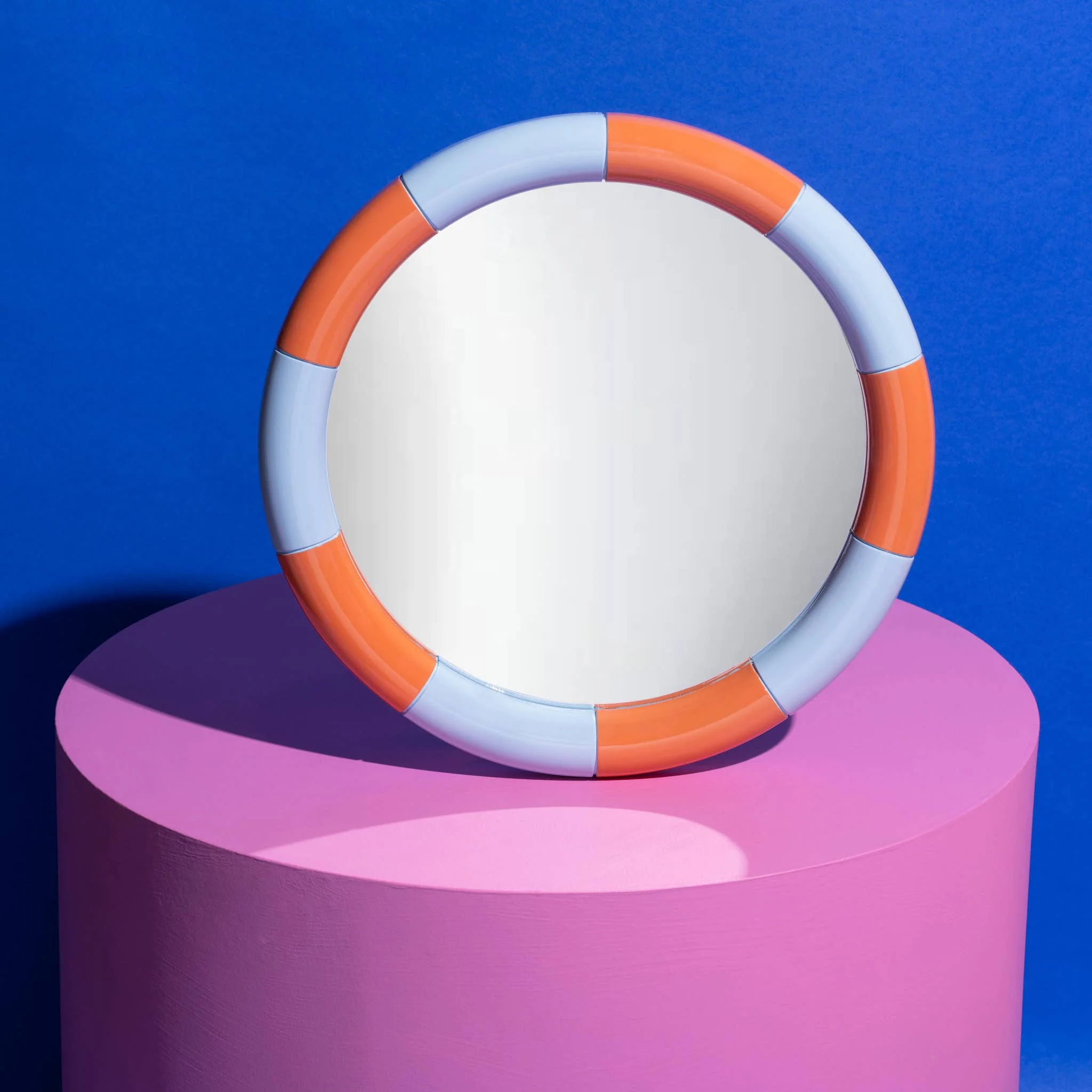 Miroir rond Cazbah orange et bleu