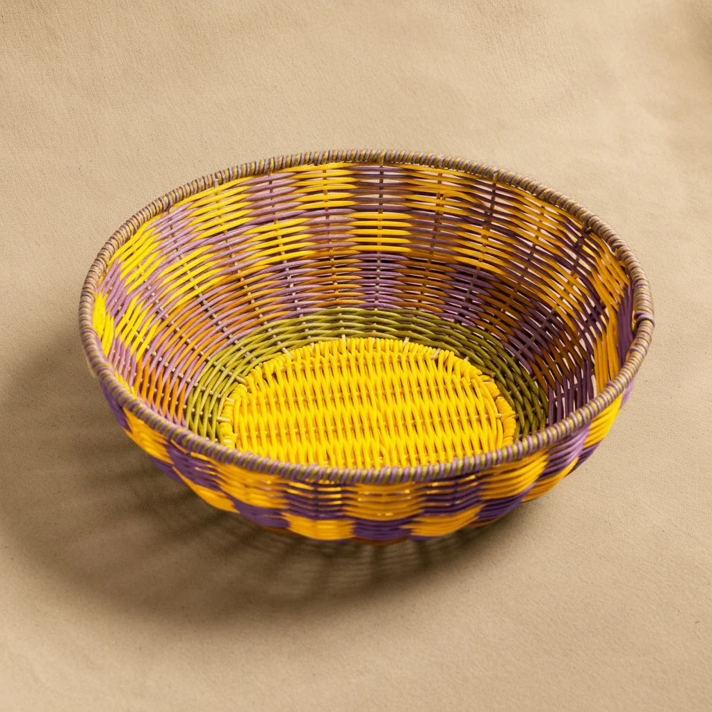 Panier tissé Jaune-Lilas