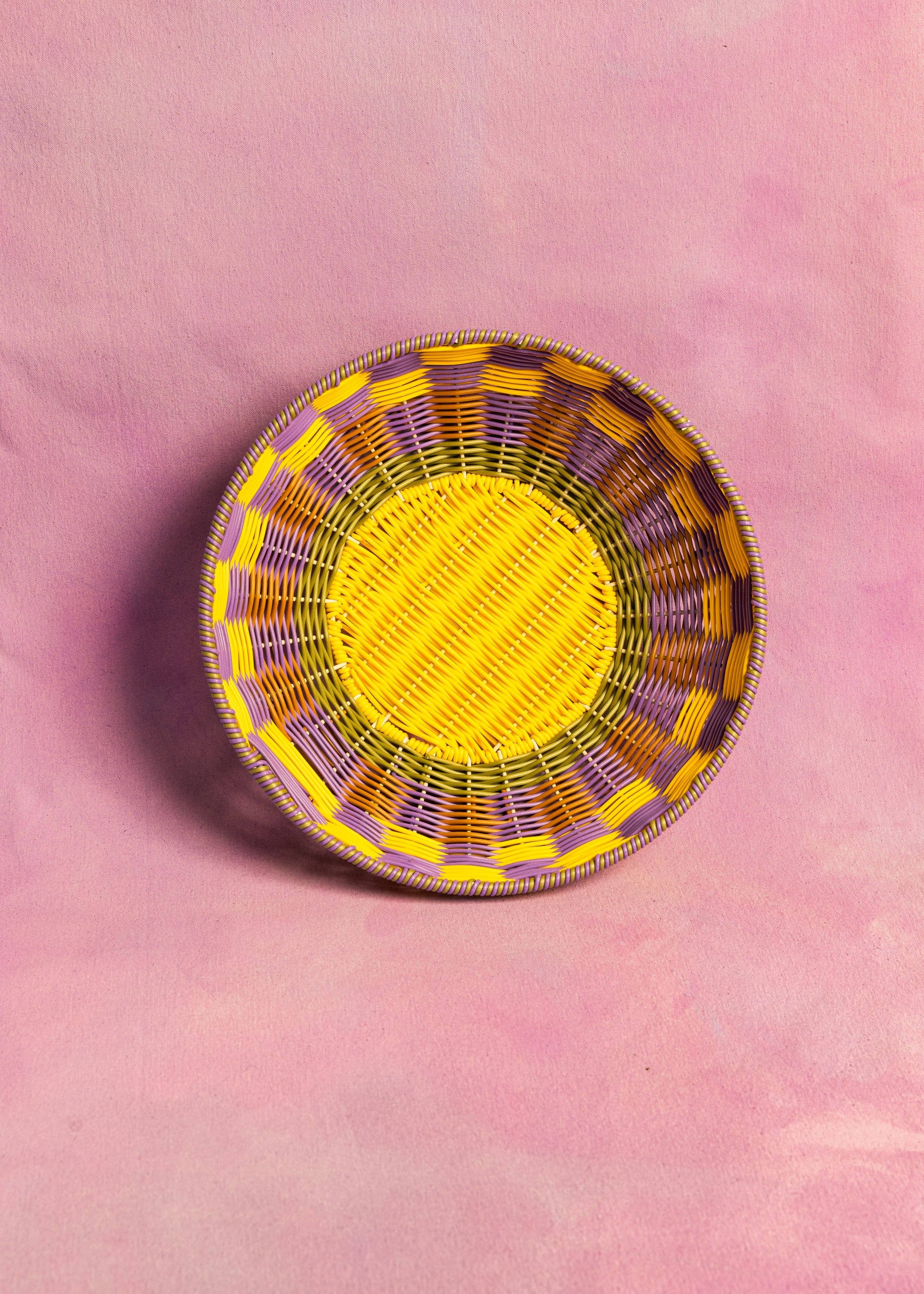 Panier tissé Jaune-Lilas - Image 2