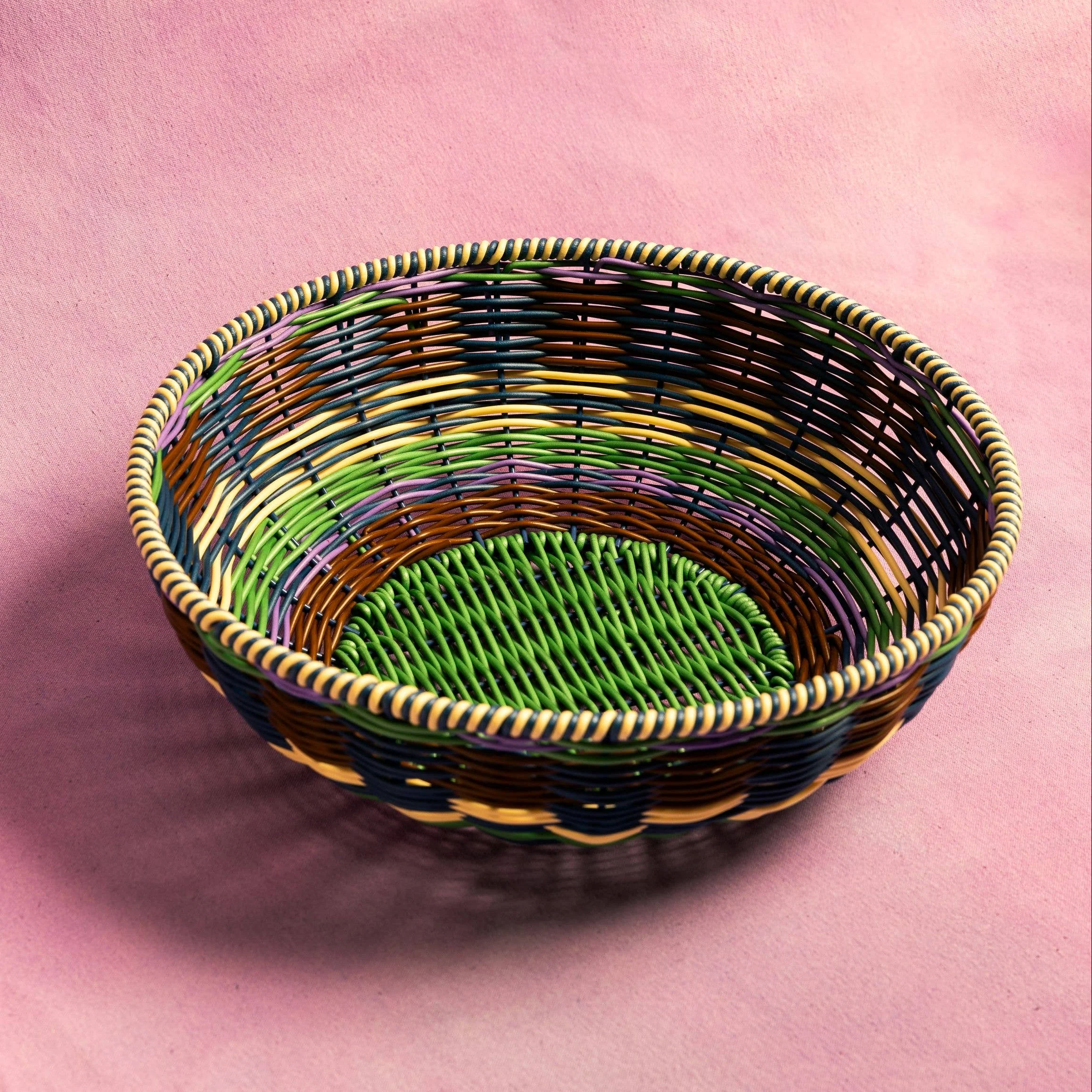 Panier tissé Marron-Vert