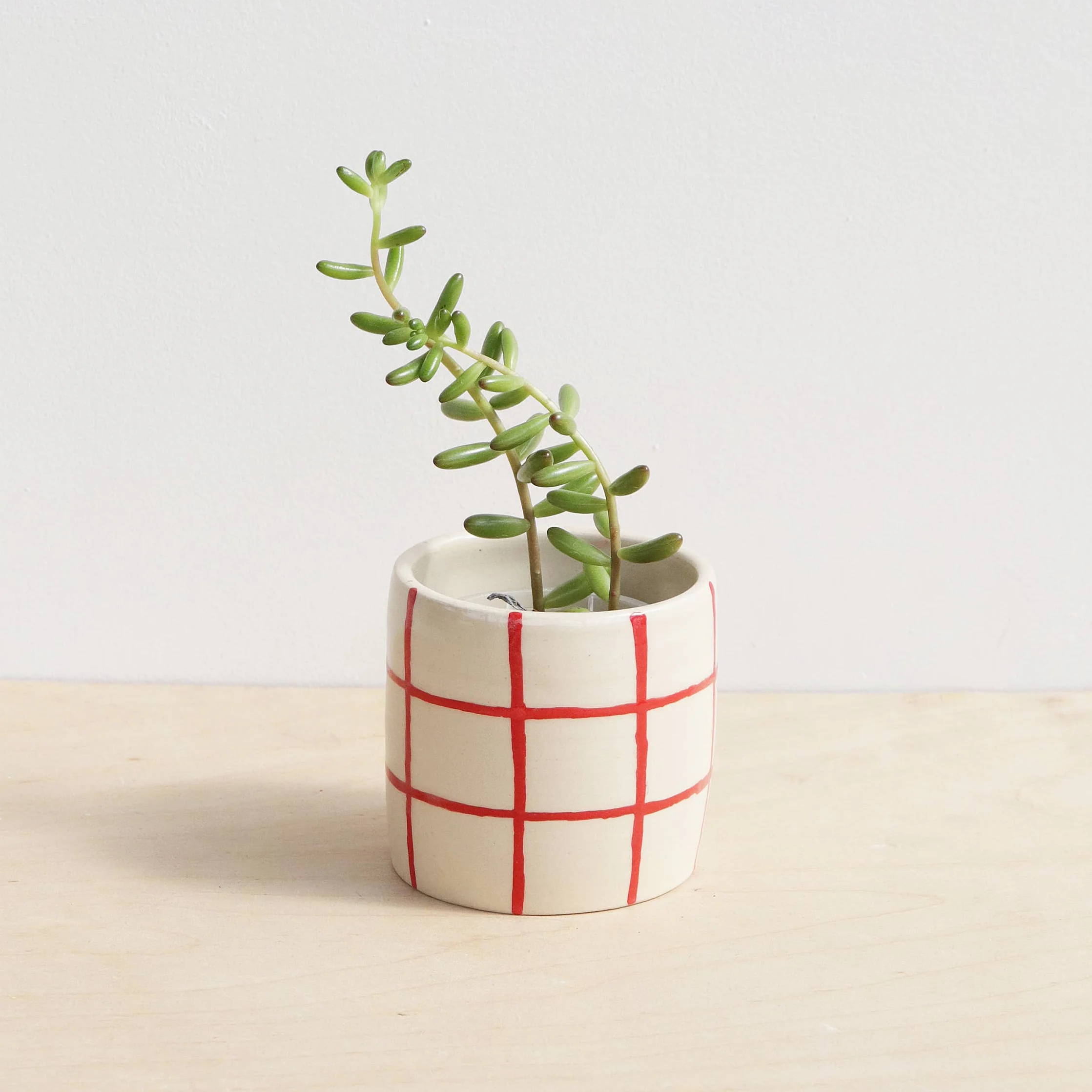 Petite jardinière en céramique grille rouge