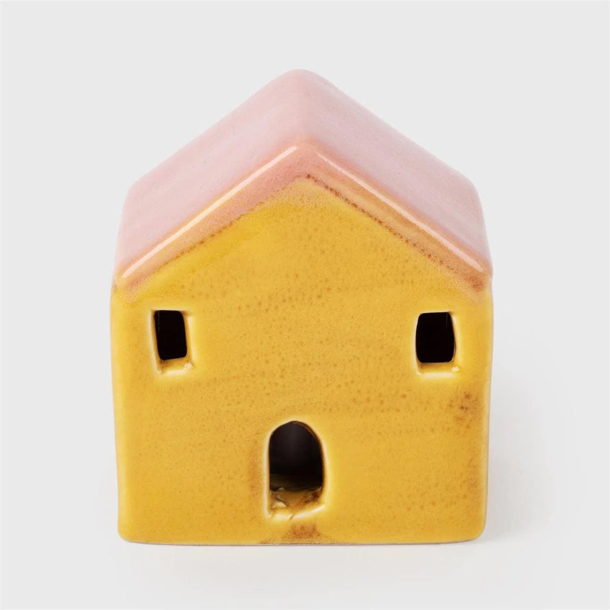 Petite maison jaune lumineuse en céramique - Image 2