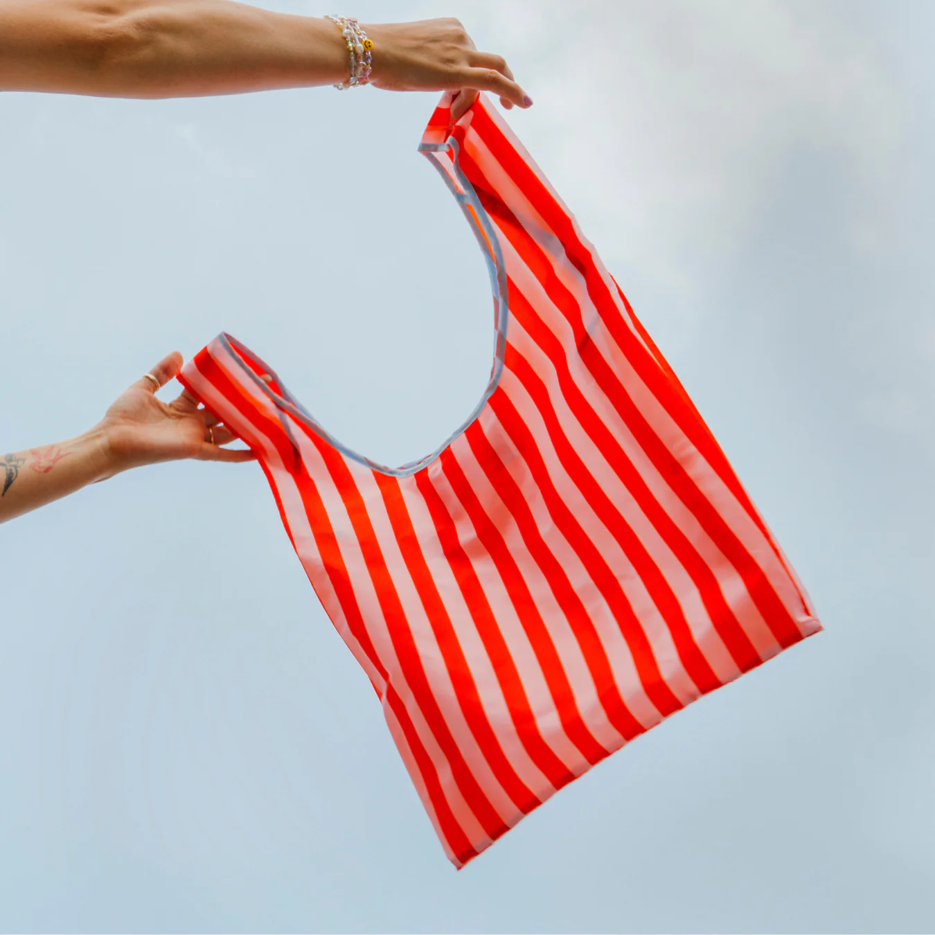 Sac réutilisable rayures Rose & Rouge