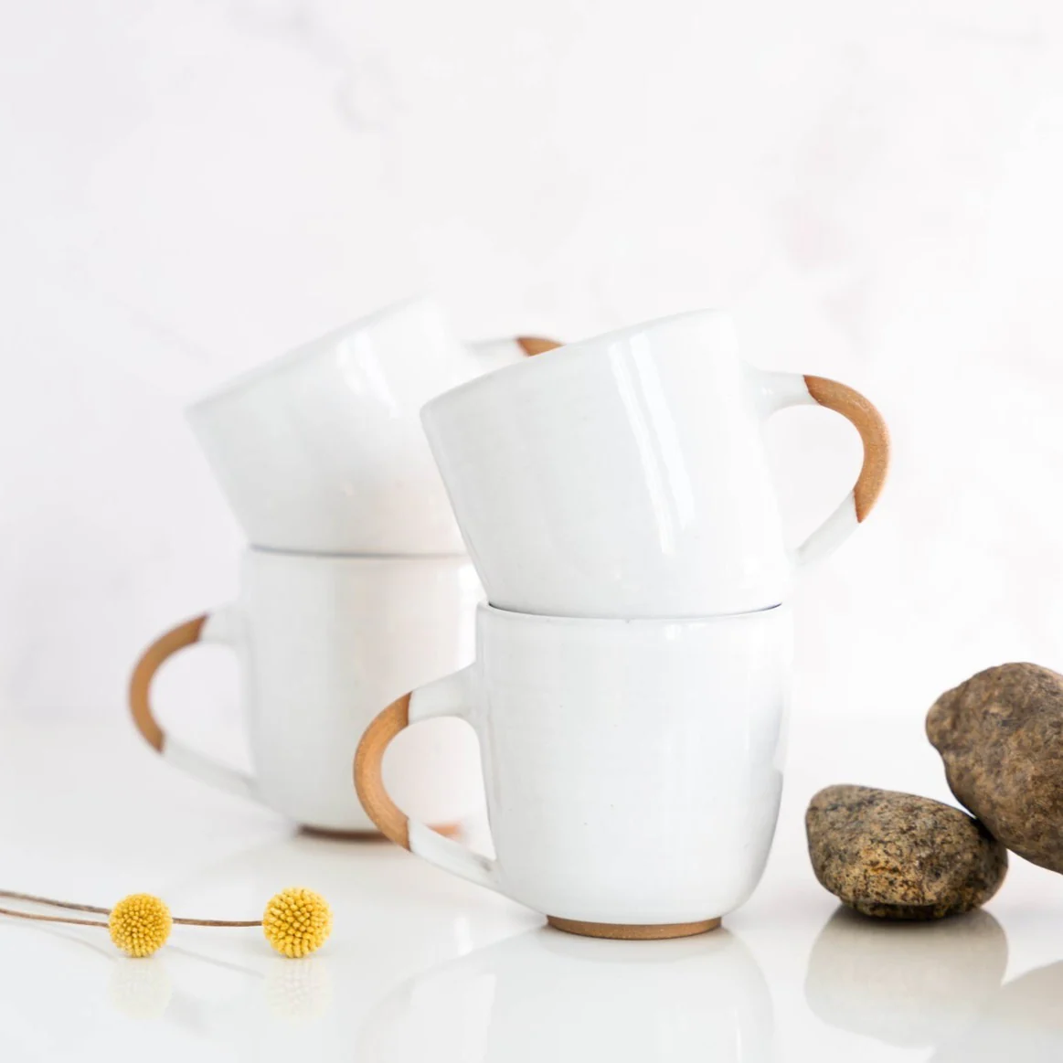 Tasse en grès Blanc
