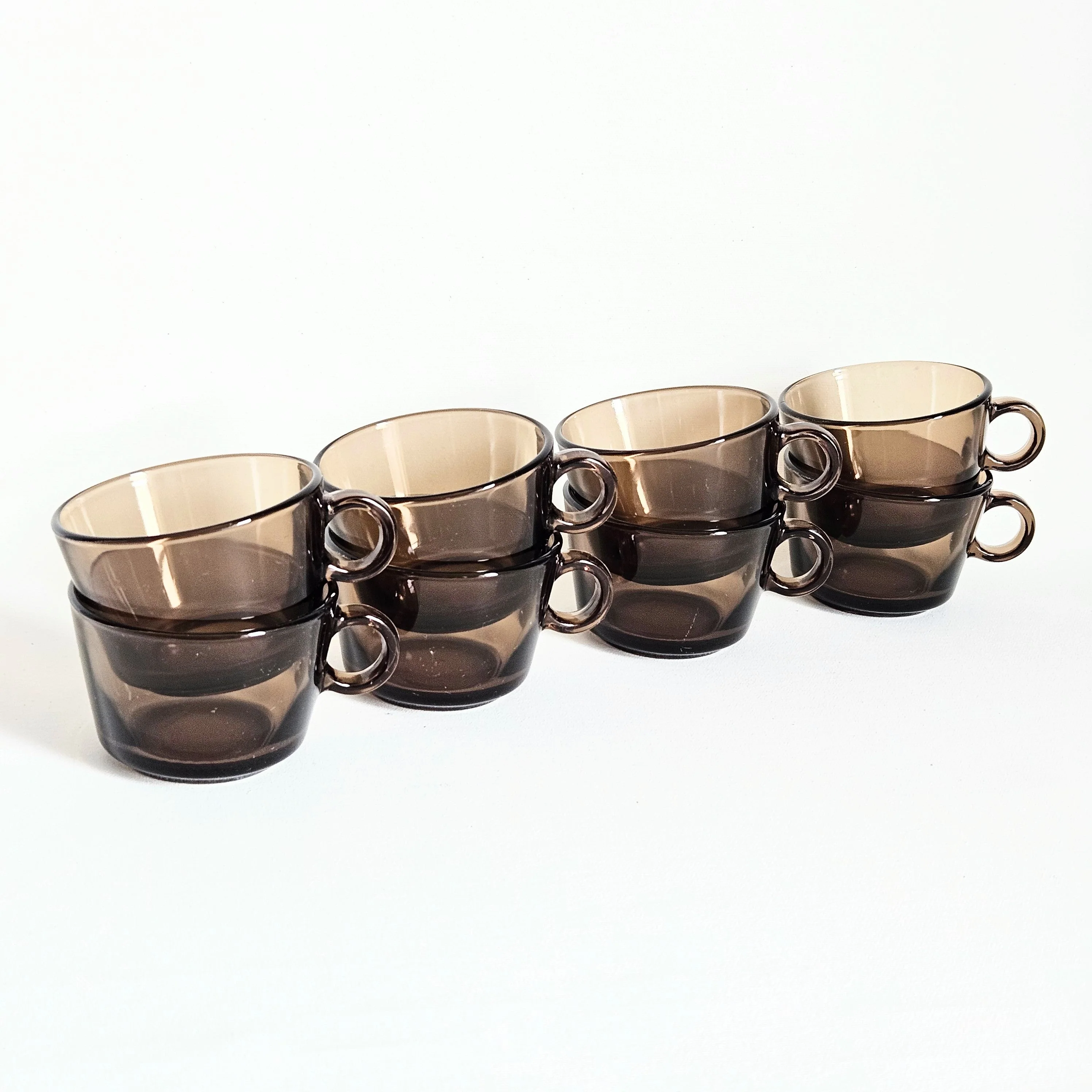 Duo de tasses en verre fumé vintages, Vereco France - Image 2