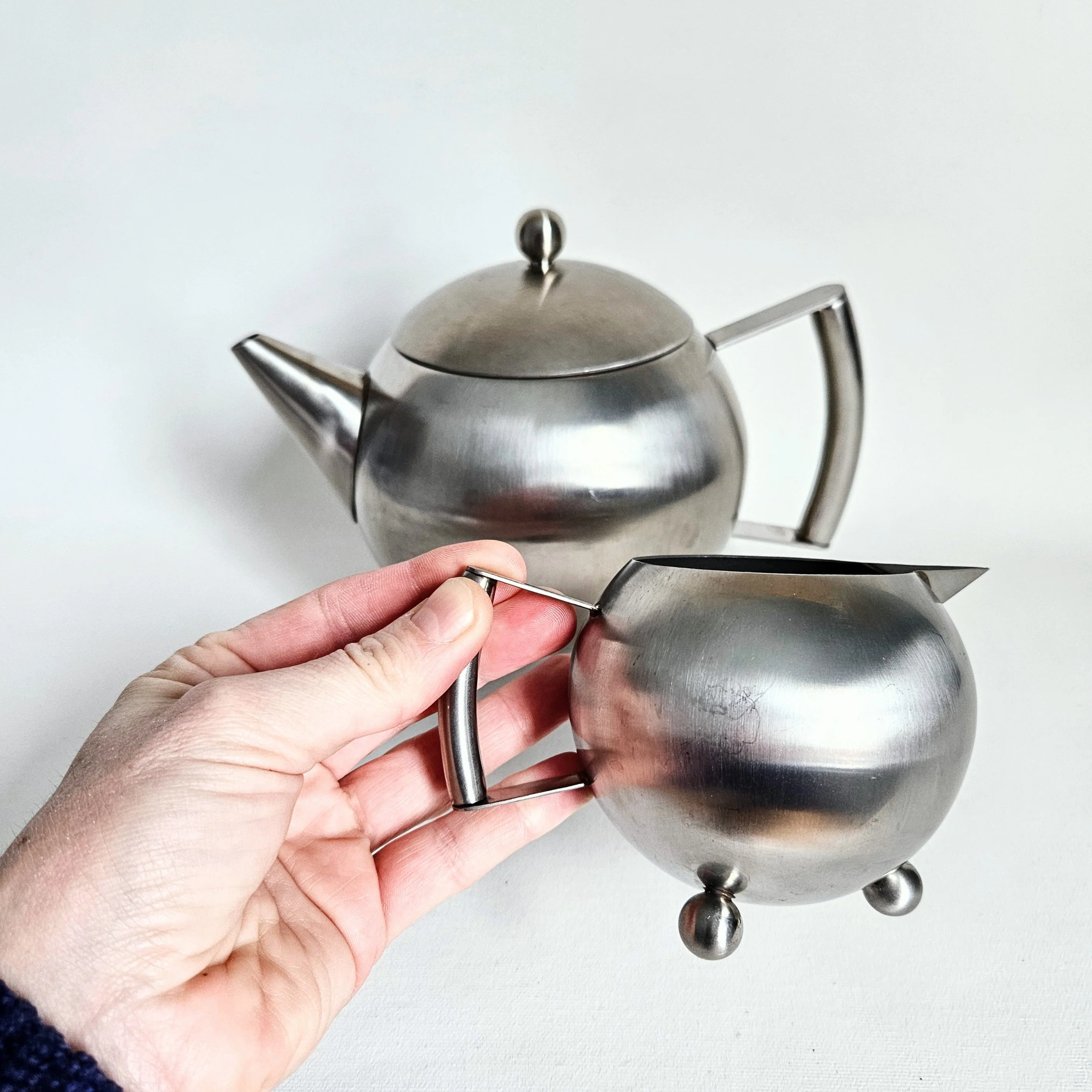 Théière et crémier stainless steel vintage - Image 3