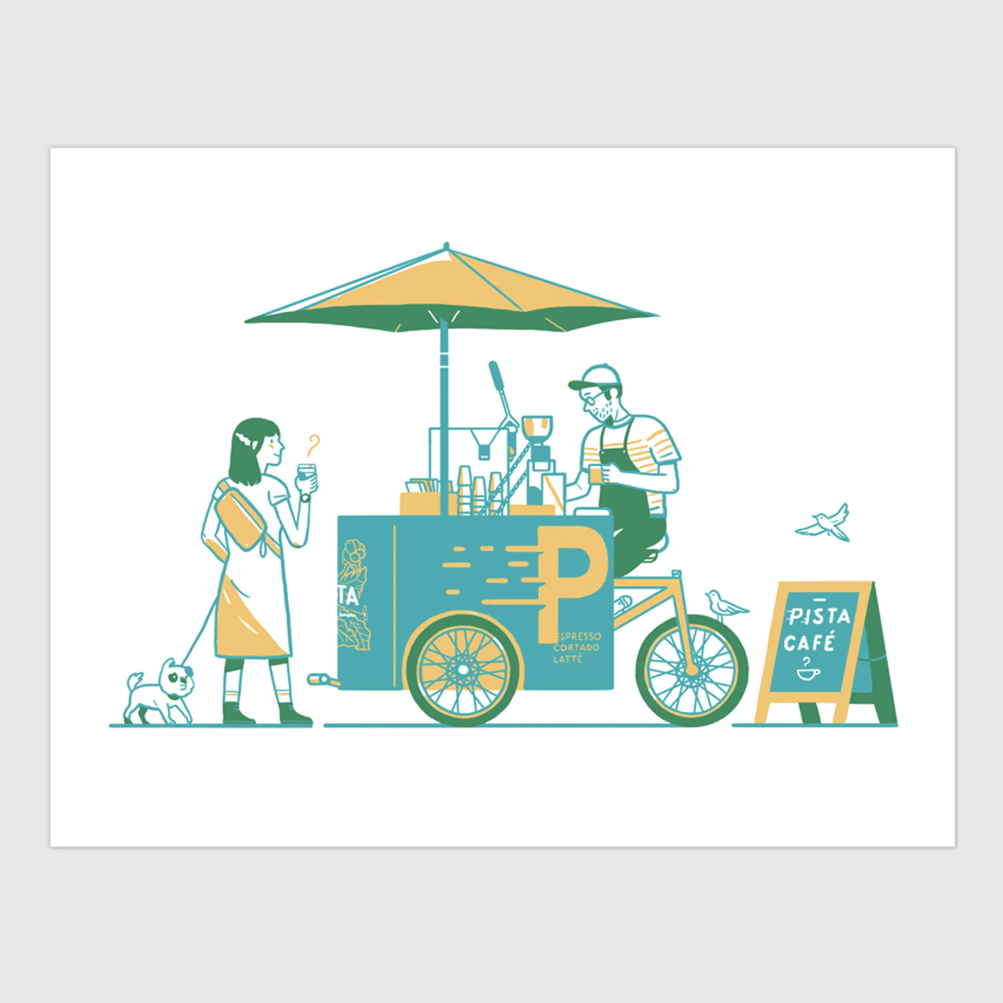 Affiche risographie 'Le triporteur'