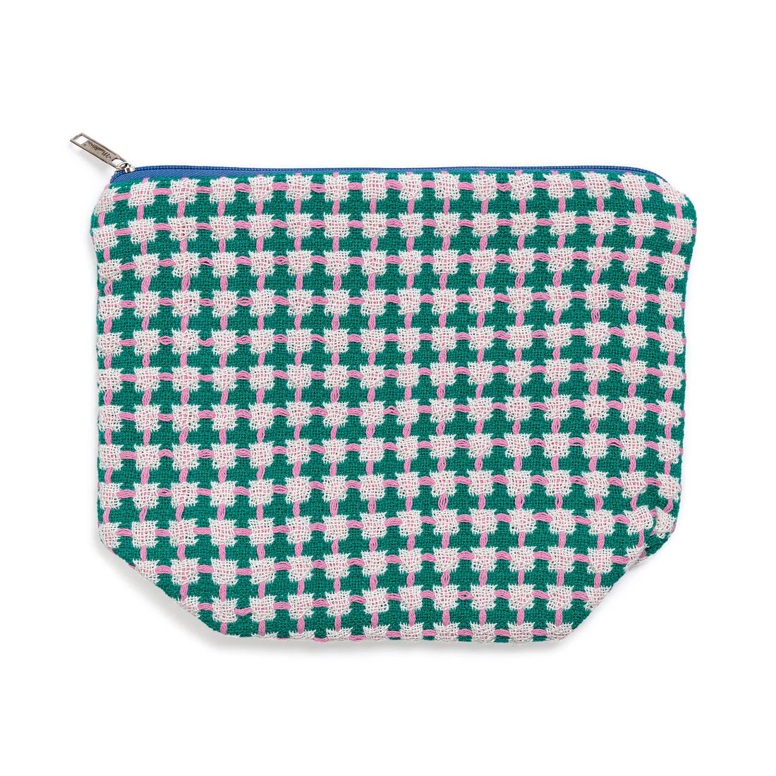 Trousse de toilette en coton recyclé vert et rose - Image 2