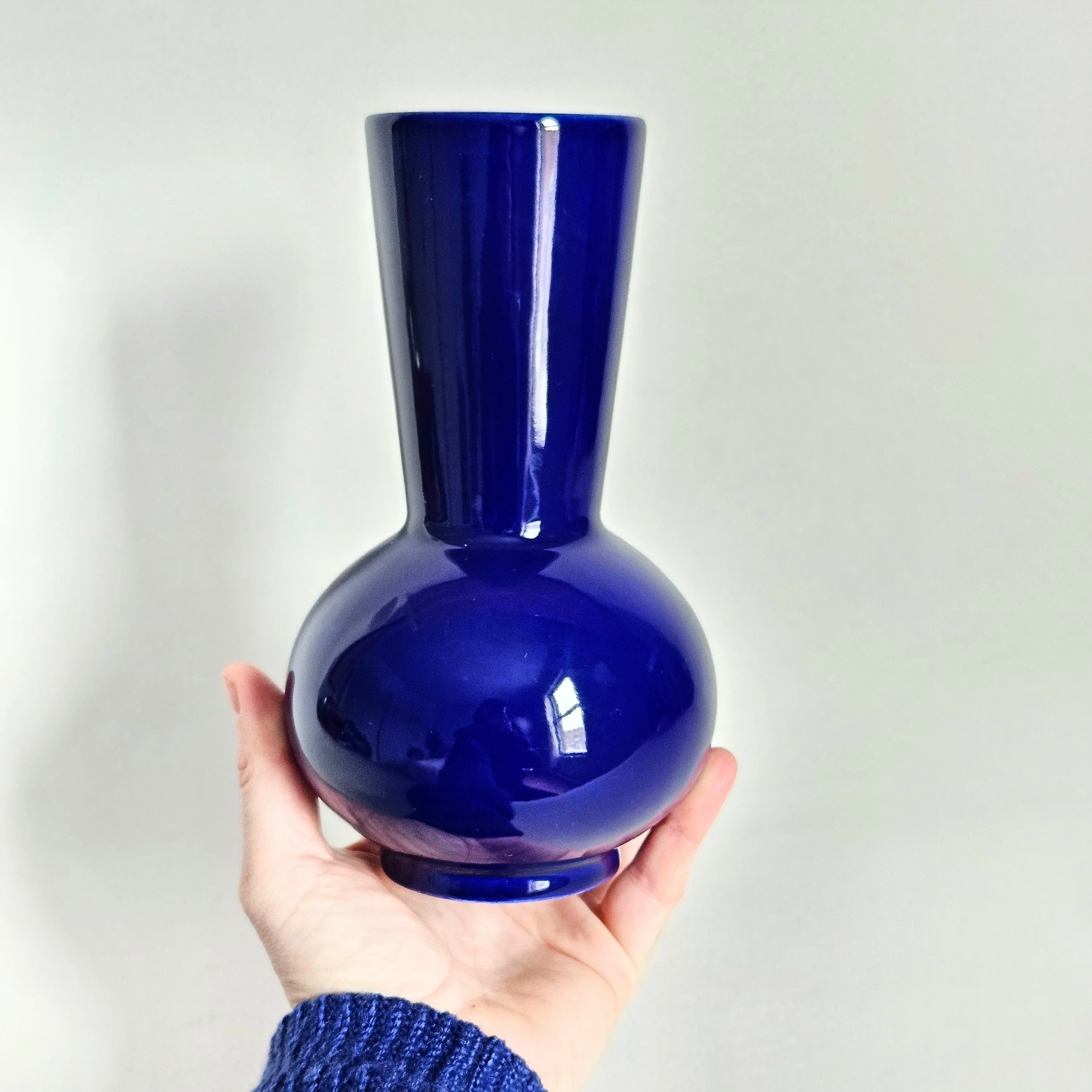 Vase en céramique vintage bleu - Image 2