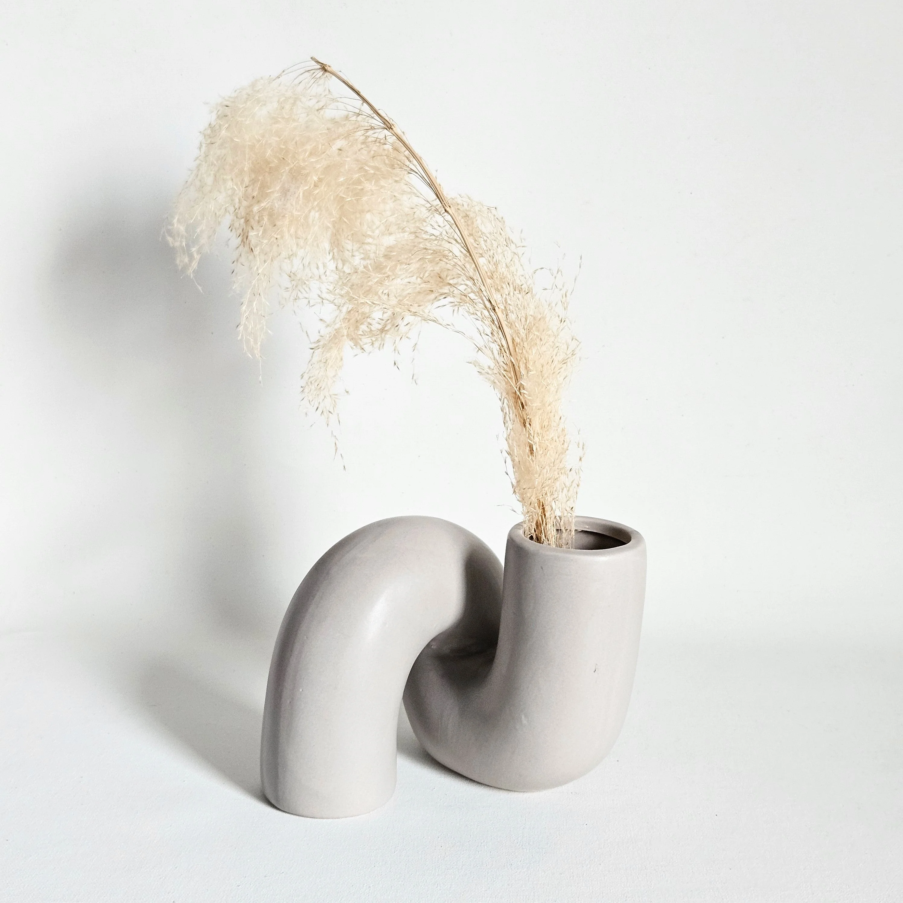 Vase Tube torsadé en céramique vintage