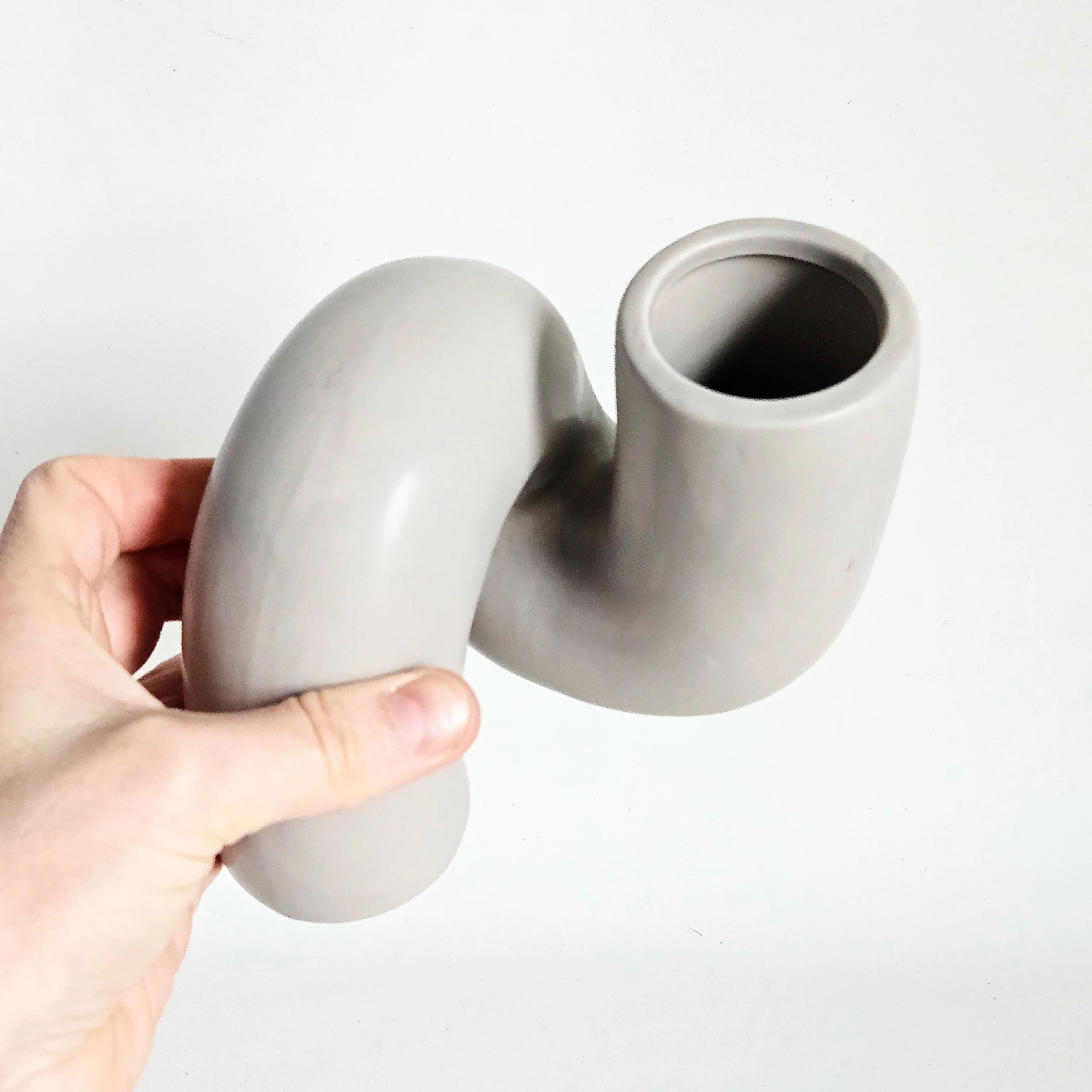 Vase Tube torsadé en céramique vintage - Image 2