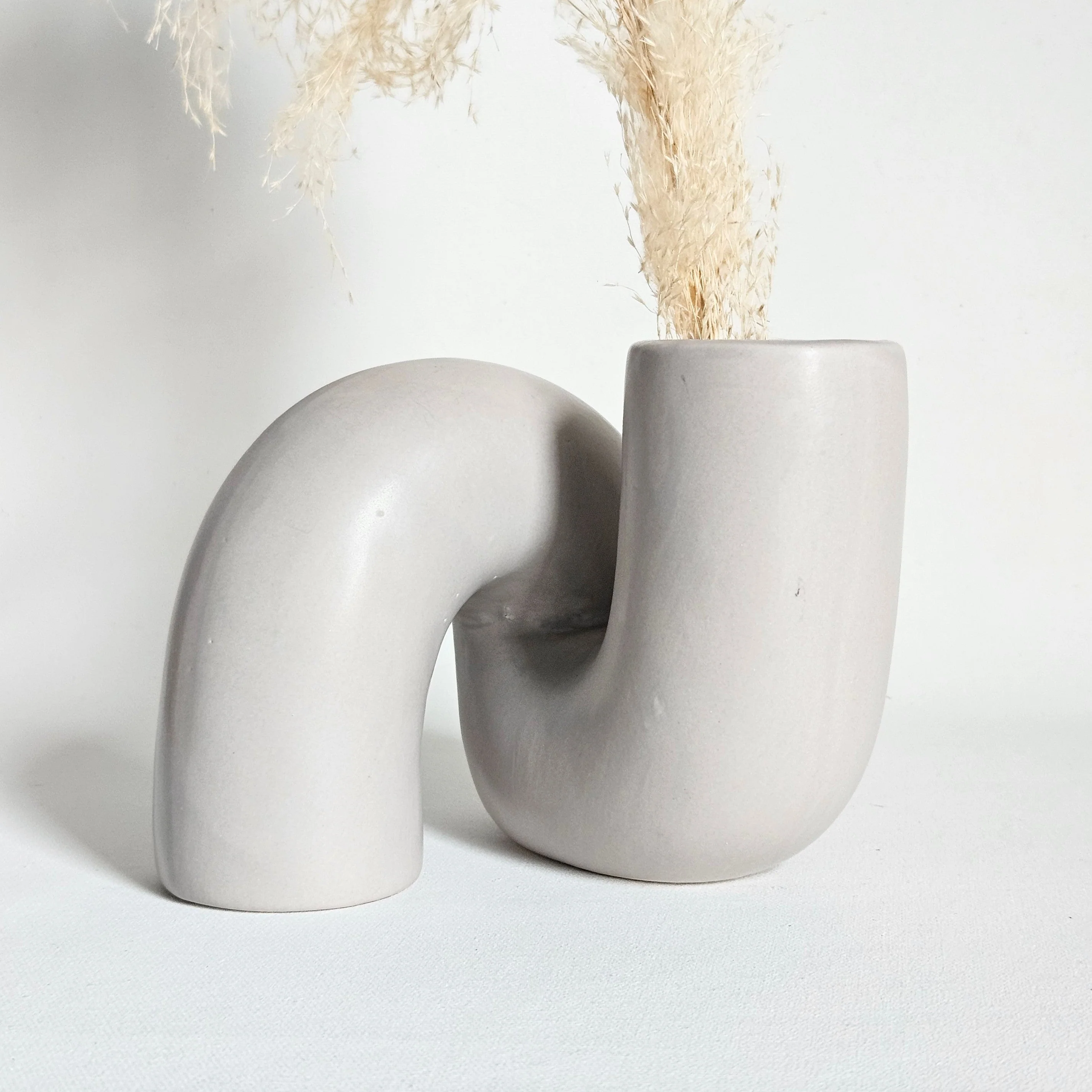 Vase Tube torsadé en céramique vintage - Image 3