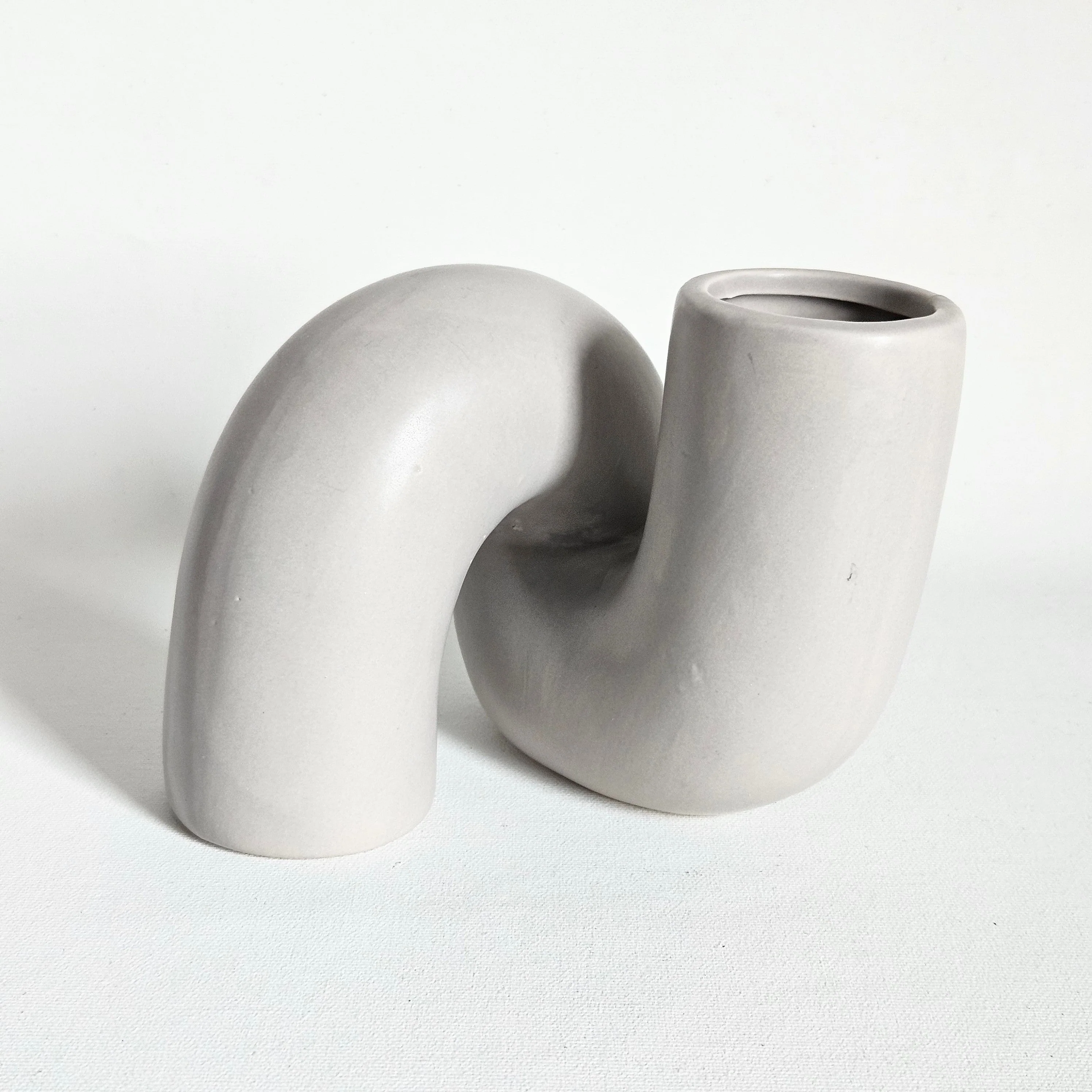Vase Tube torsadé en céramique vintage - Image 4
