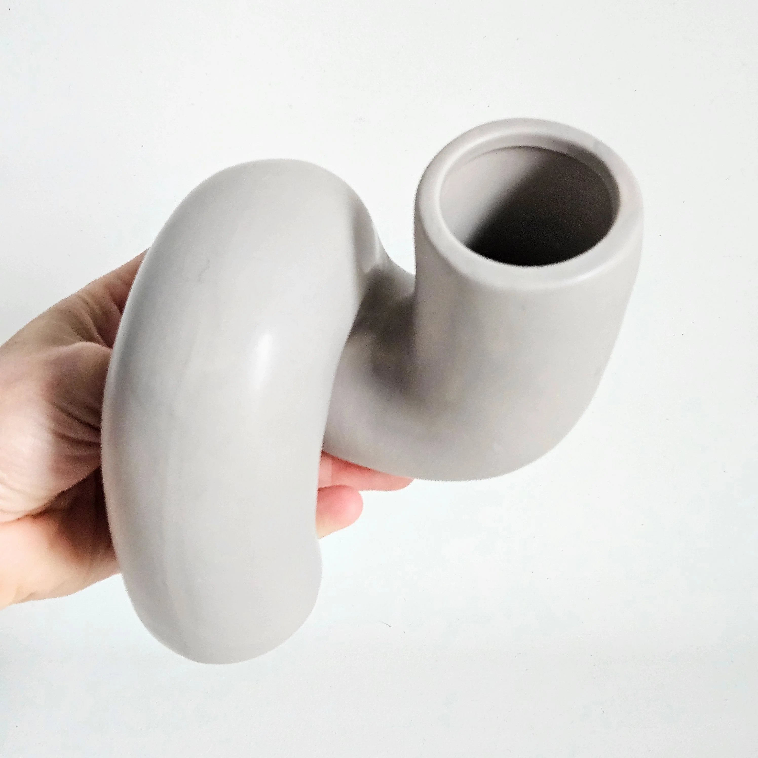 Vase Tube torsadé en céramique vintage - Image 5